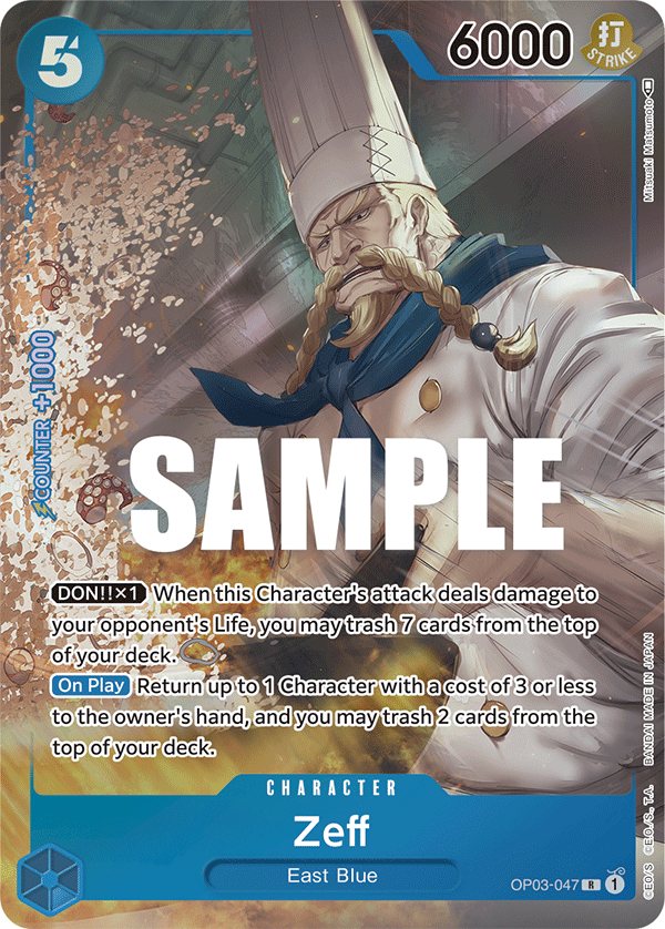 Zeff OP03-047, the R printing from OP-03 of the One Piece Card Game