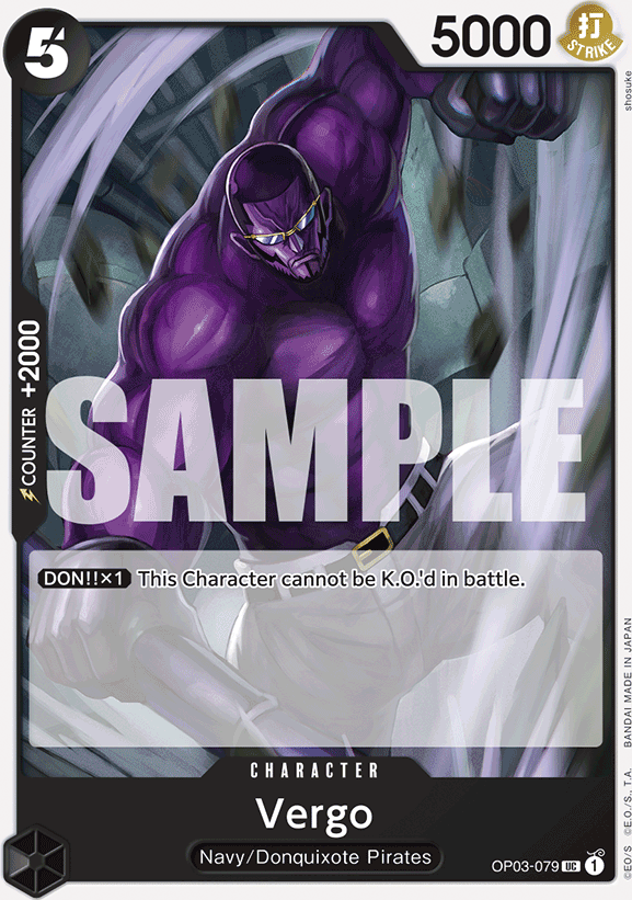 Vergo OP03-079, the UC printing from OP-03 of the One Piece Card Game