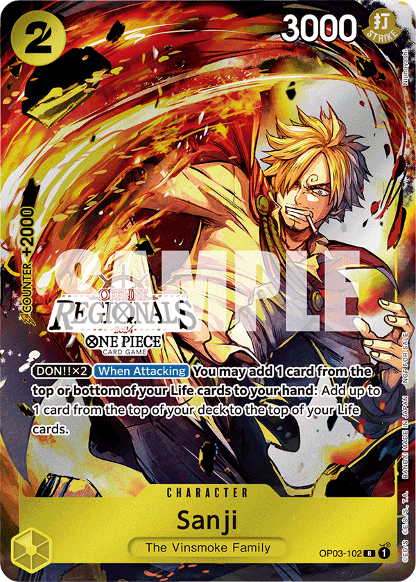 Sanji OP03-102, the R printing from OP-03 of the One Piece Card Game