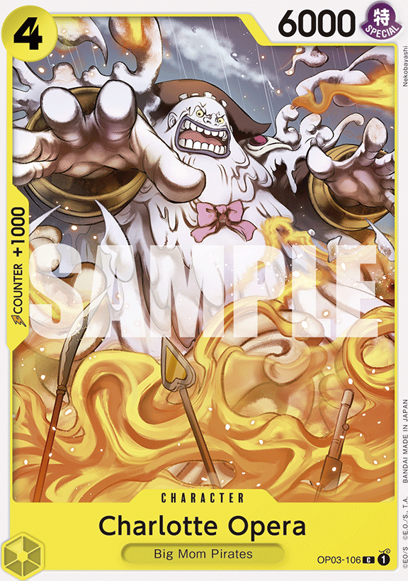 Charlotte Opera OP03-106, the C printing from OP-03 of the One Piece Card Game