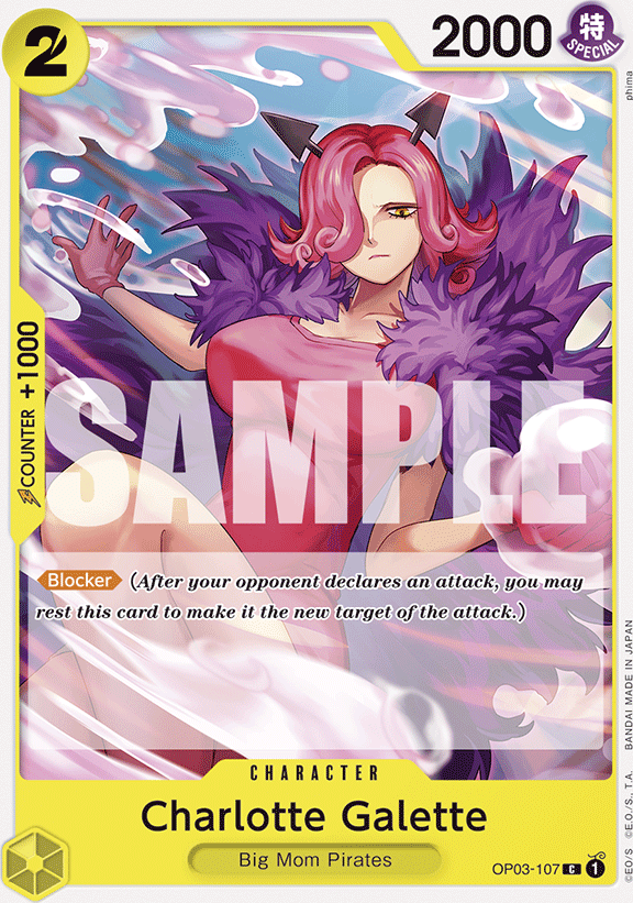 Charlotte Galette OP03-107, the C printing from OP-03 of the One Piece Card Game