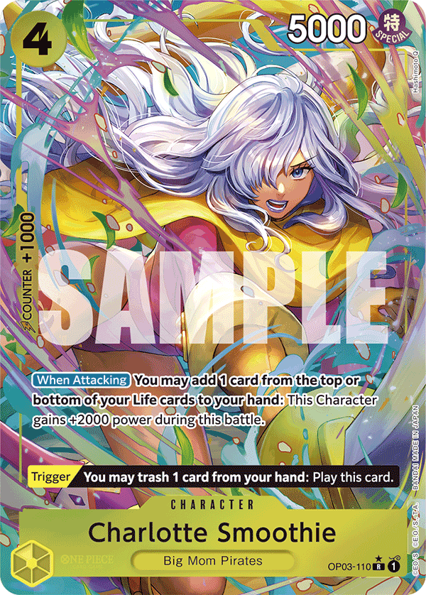 Charlotte Smoothie OP03-110, the R printing from OP-03 of the One Piece Card Game