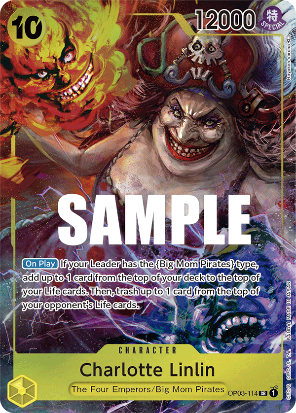 Charlotte Linlin OP03-114, the SR printing from OP-03 of the One Piece Card Game