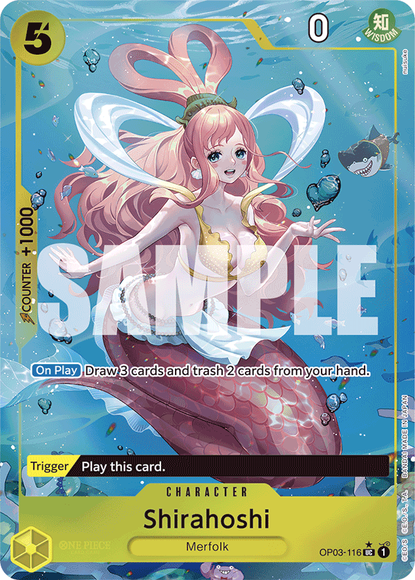 Shirahoshi OP03-116, the UC printing from OP-03 of the One Piece Card Game