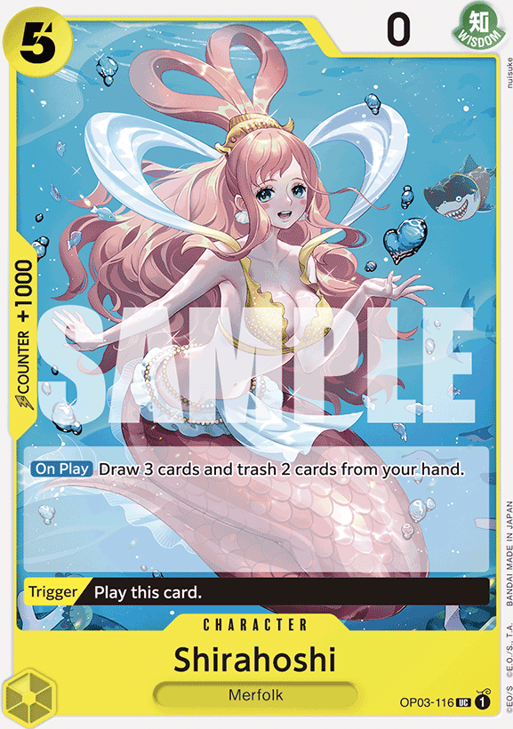 Shirahoshi OP03-116, the UC printing from OP-03 of the One Piece Card Game