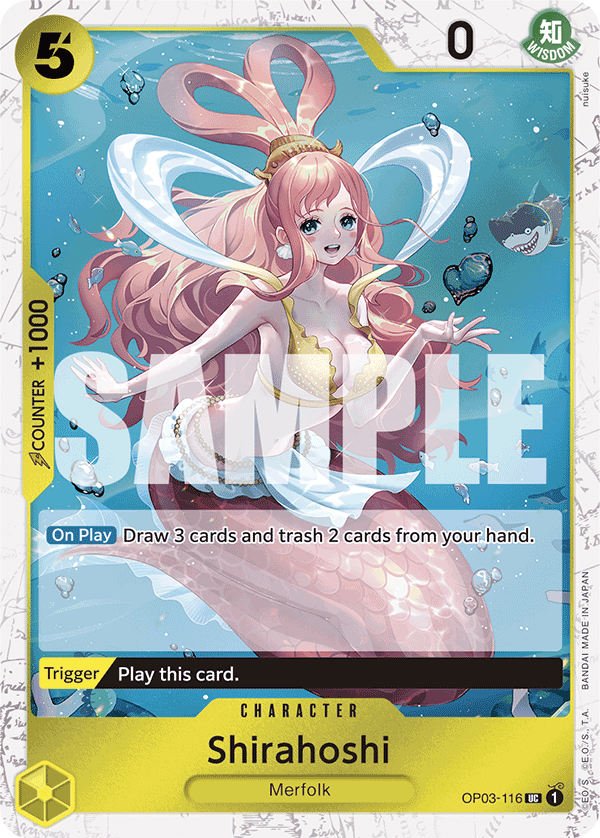 Shirahoshi OP03-116, the UC printing from OP-03 of the One Piece Card Game