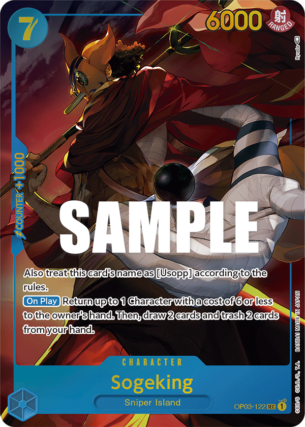 Sogeking OP03-122, the SEC printing from OP-03 of the One Piece Card Game