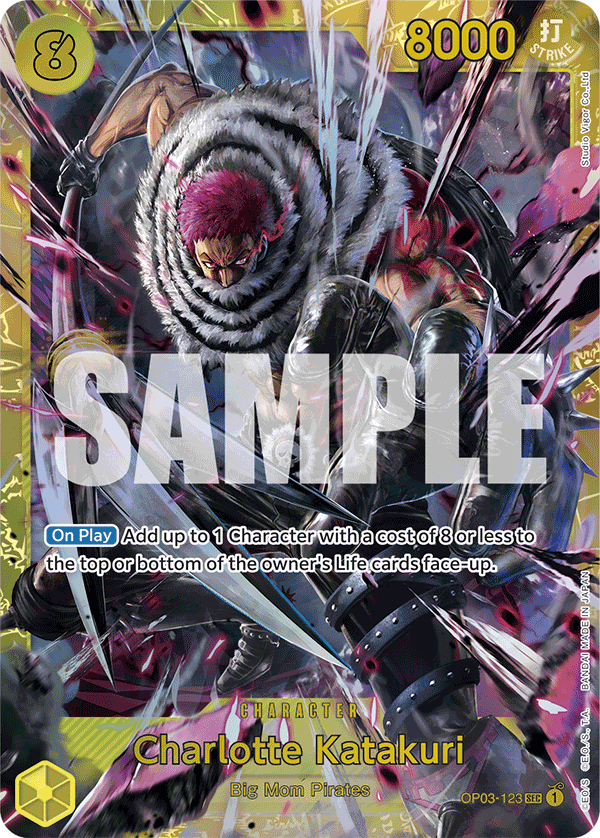 Charlotte Katakuri OP03-123, the SEC printing from OP-03 of the One Piece Card Game
