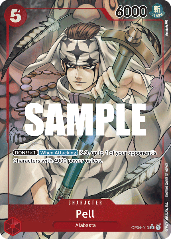 Pell OP04-013, the SR printing from OP-04 of the One Piece Card Game