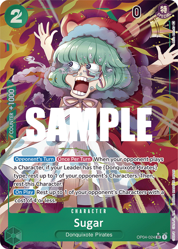 Sugar OP04-024, the SR printing from OP-04 of the One Piece Card Game