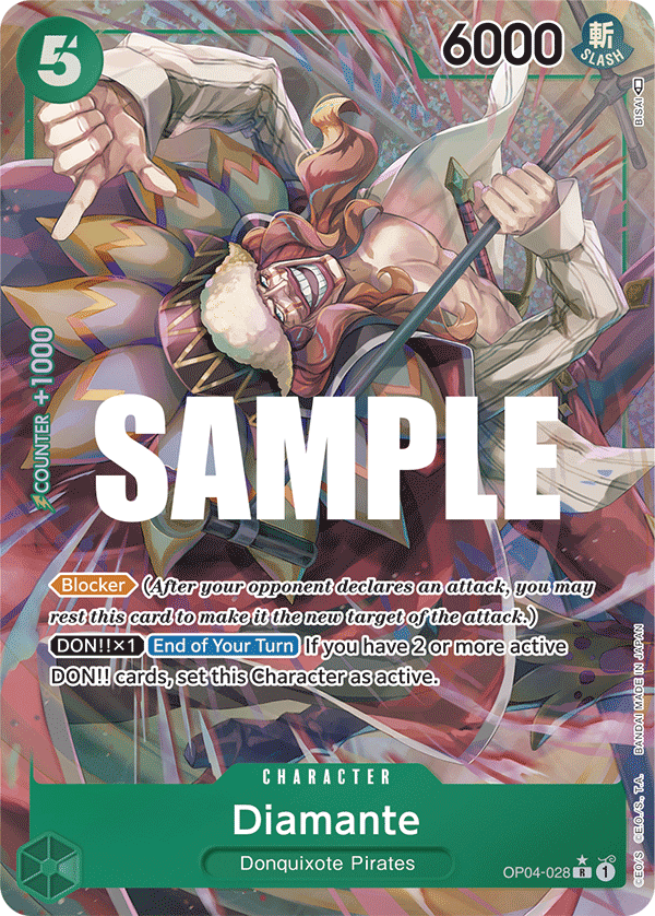 Diamante OP04-028, the R printing from OP-04 of the One Piece Card Game