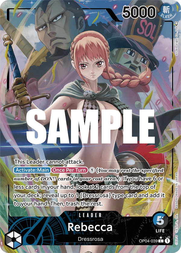 Rebecca OP04-039, the L printing from OP-04 of the One Piece Card Game