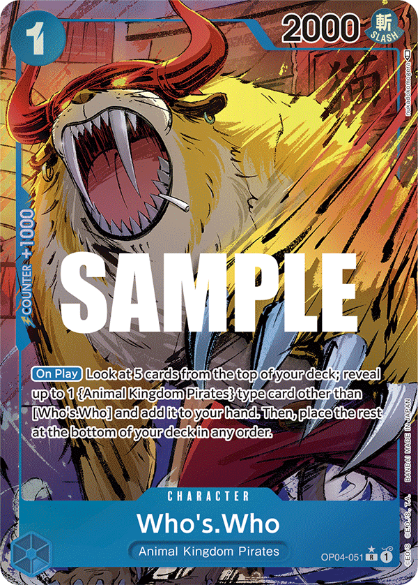 Who's.Who OP04-051, the R printing from OP-04 of the One Piece Card Game