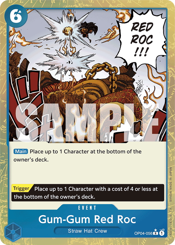 Gum-Gum Red Roc OP04-056, the R printing from OP-04 of the One Piece Card Game