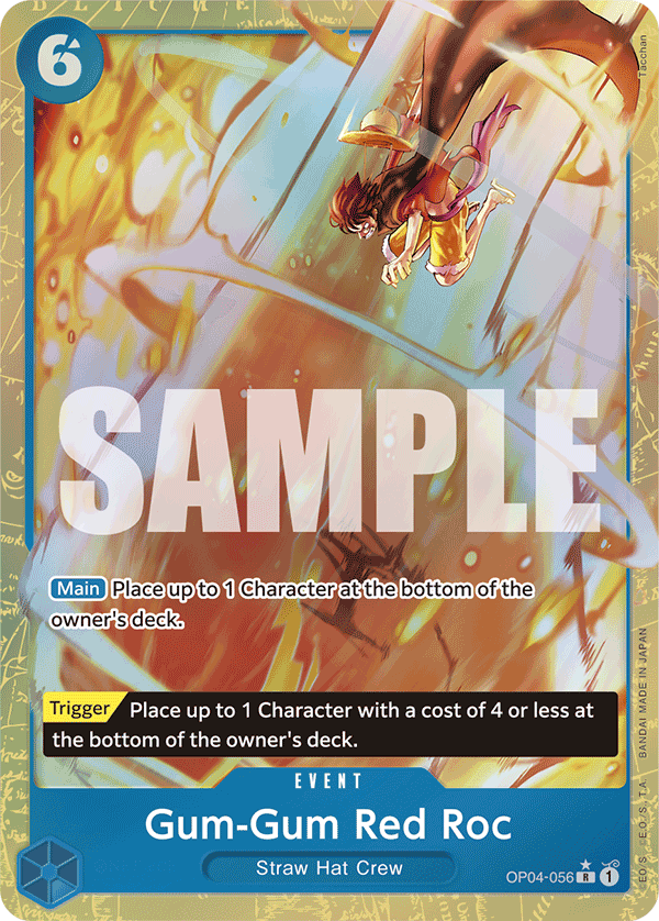 Gum-Gum Red Roc OP04-056, the R printing from OP-04 of the One Piece Card Game