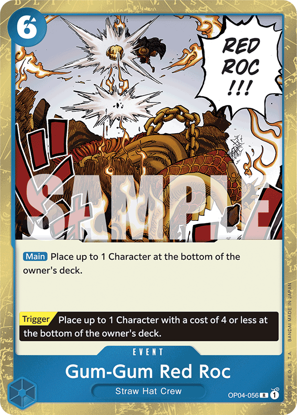 Gum-Gum Red Roc OP04-056, the R printing from OP-04 of the One Piece Card Game
