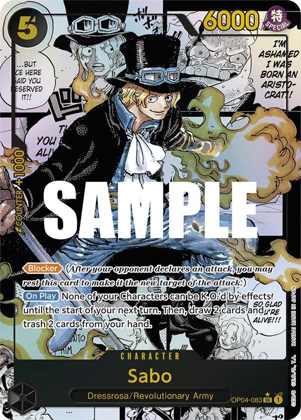 Sabo OP04-083, the Manga printing from OP-04 of the One Piece Card Game