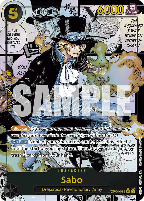 Sabo OP04-083, the Manga printing from OP-04 of the One Piece Card Game