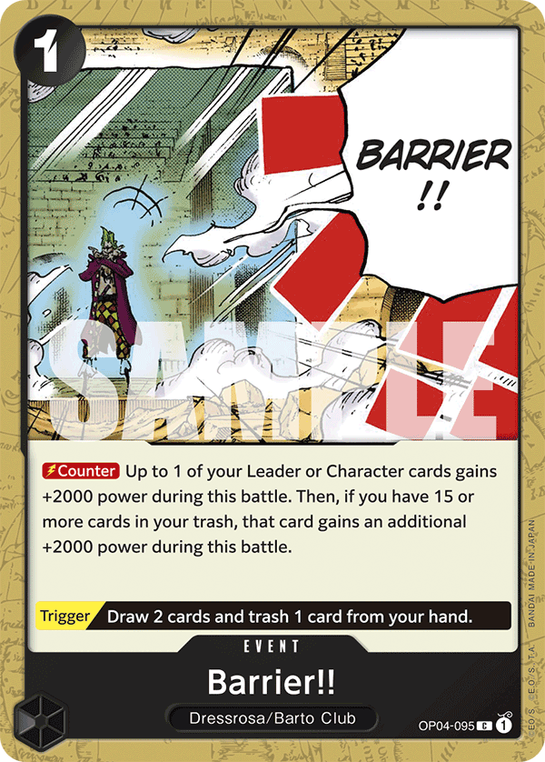 Barrier!! OP04-095, the C printing from OP-04 of the One Piece Card Game