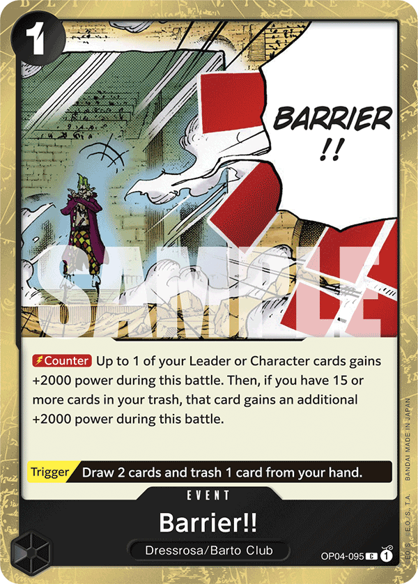 Barrier!! OP04-095, the C printing from OP-04 of the One Piece Card Game