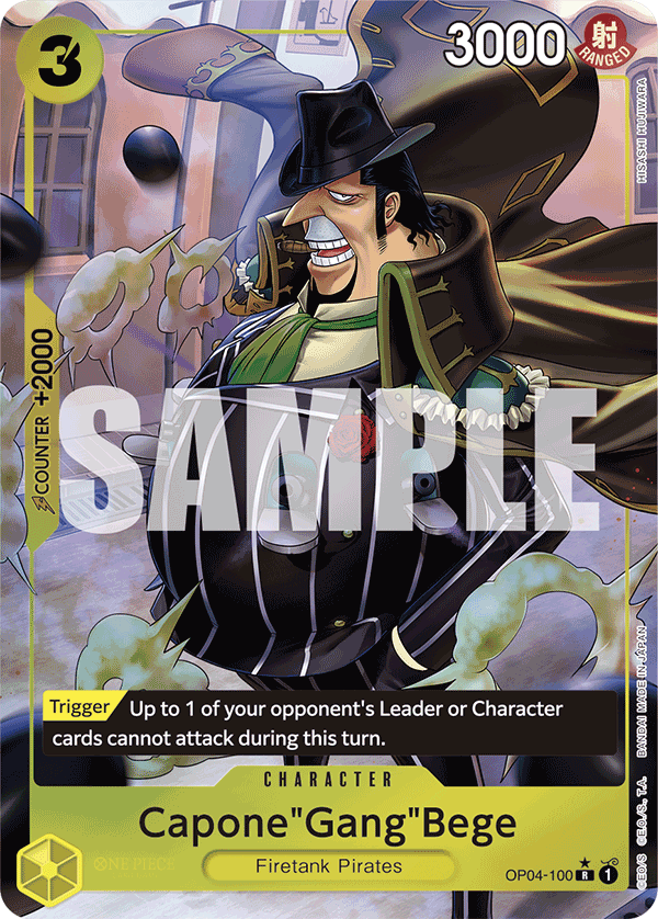 Capone"Gang"Bege OP04-100, the R printing from OP-04 of the One Piece Card Game