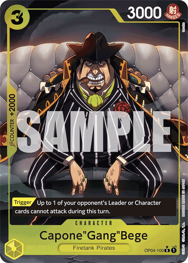 Capone"Gang"Bege OP04-100, the R printing from OP-04 of the One Piece Card Game