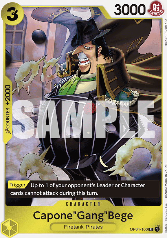 Capone"Gang"Bege OP04-100, the R printing from OP-04 of the One Piece Card Game