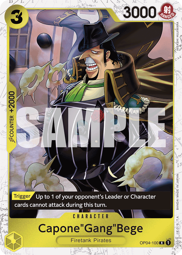 Capone"Gang"Bege OP04-100, the R printing from OP-04 of the One Piece Card Game