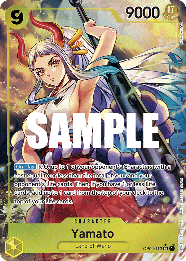 Yamato OP04-112, the SR printing from OP-04 of the One Piece Card Game