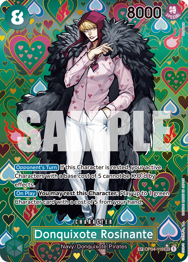 Donquixote Rosinante OP04-119, the SP printing from OP-04 of the One Piece Card Game