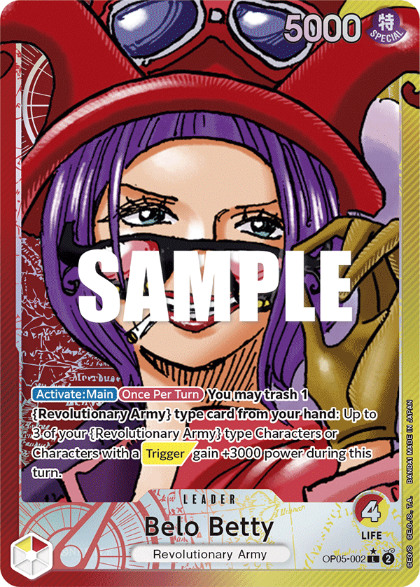 Belo Betty OP05-002, the L printing from OP-05 of the One Piece Card Game