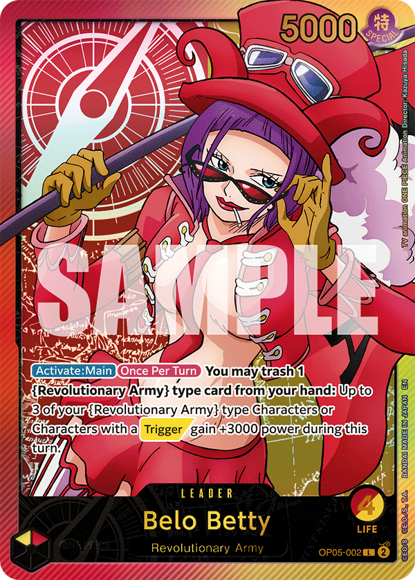 Belo Betty OP05-002, the L printing from OP-05 of the One Piece Card Game