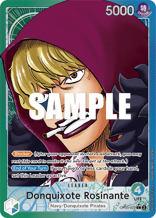 Donquixote Rosinante OP05-022, the L printing from OP-05 of the One Piece Card Game