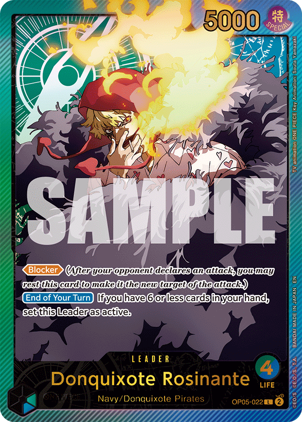 Donquixote Rosinante OP05-022, the L printing from OP-05 of the One Piece Card Game