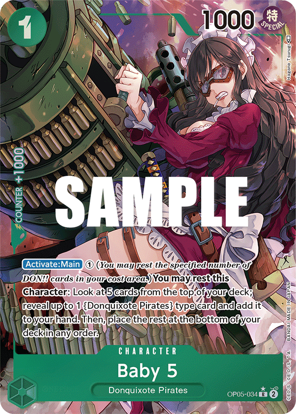 Baby 5 OP05-034, the R printing from OP-05 of the One Piece Card Game
