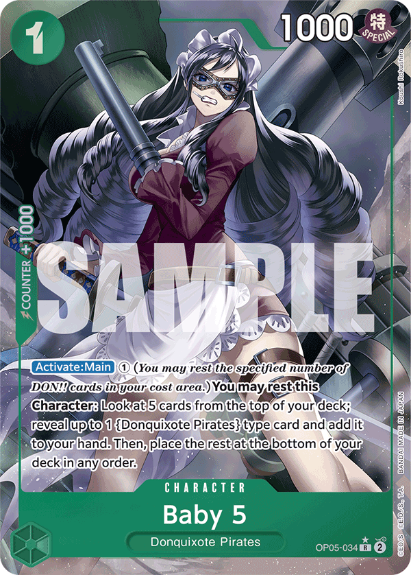 Baby 5 OP05-034, the R printing from OP-05 of the One Piece Card Game