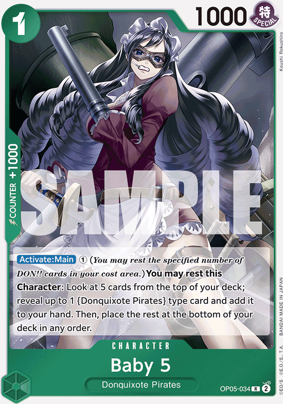 Baby 5 OP05-034, the R printing from OP-05 of the One Piece Card Game