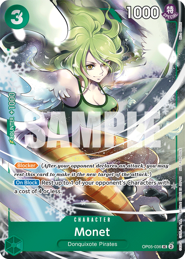 Monet OP05-036, the UC printing from OP-05 of the One Piece Card Game