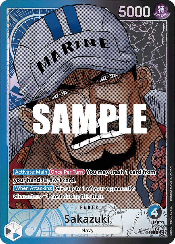 Sakazuki OP05-041, the L printing from OP-05 of the One Piece Card Game