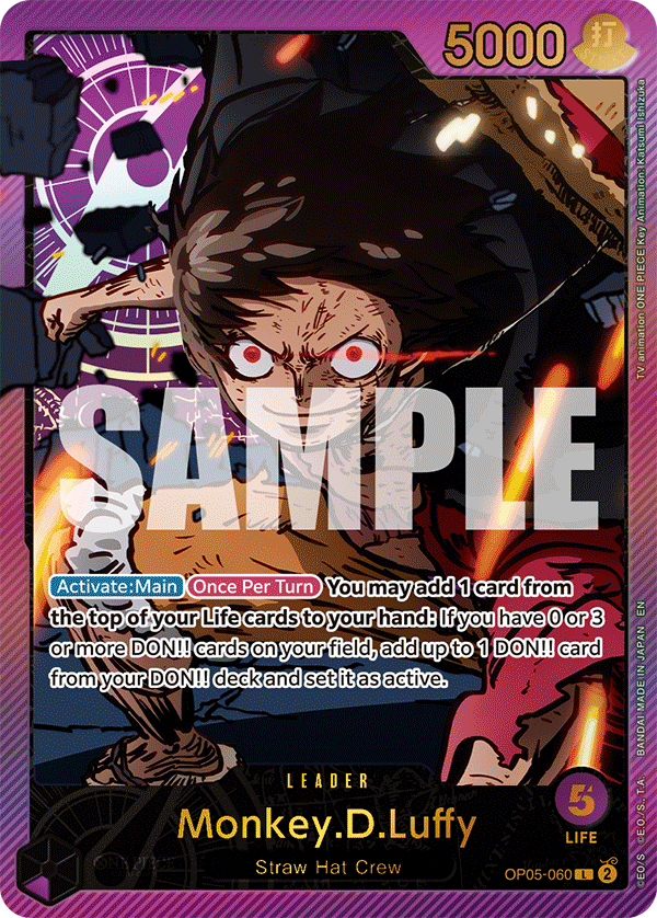 Monkey D. Luffy OP05-060, the L printing from OP-05 of the One Piece Card Game