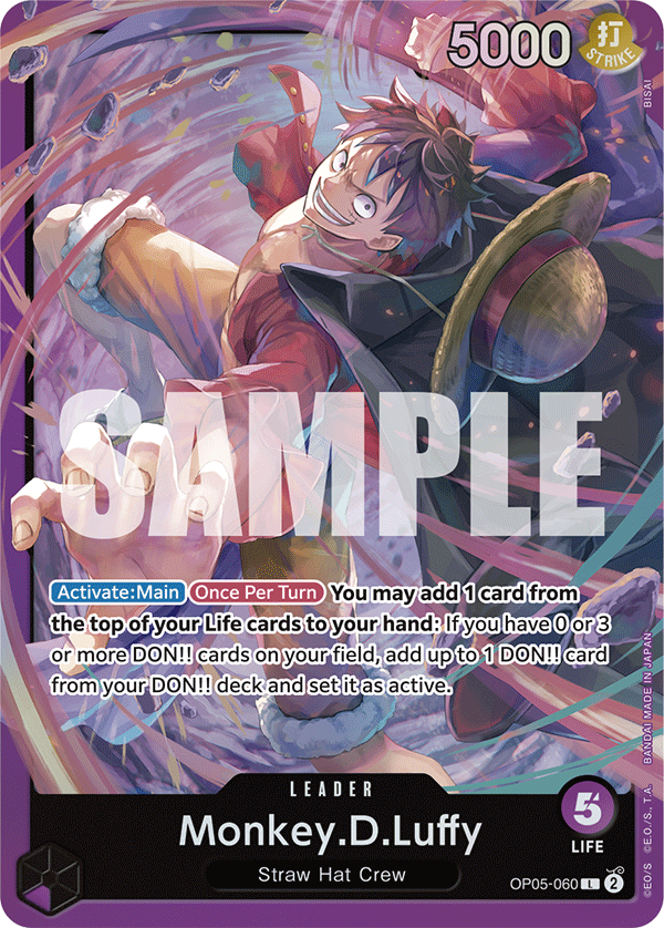 Monkey D. Luffy OP05-060, the L printing from OP-05 of the One Piece Card Game