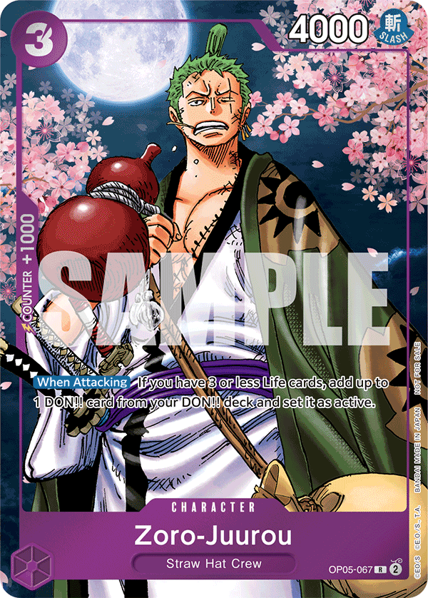 Zoro-Juurou OP05-067, the P printing from OP-05 of the One Piece Card Game