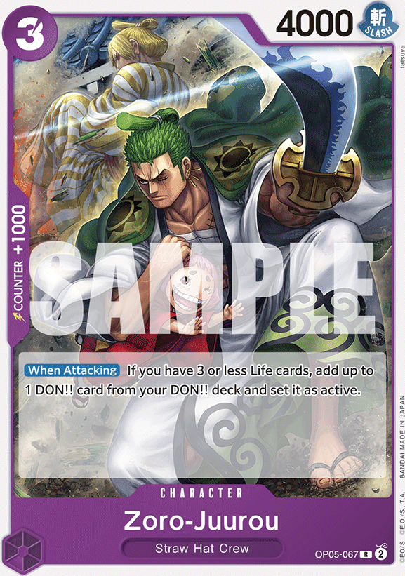 Zoro-Juurou OP05-067, the R printing from OP-05 of the One Piece Card Game