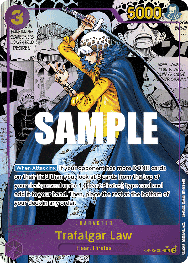 Trafalgar Law OP05-069, the Manga printing from OP-05 of the One Piece Card Game