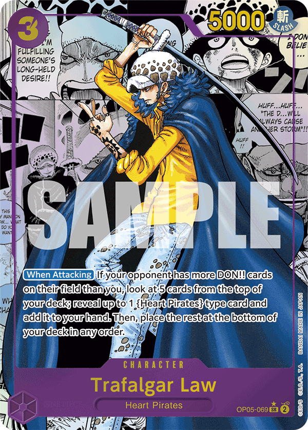 Trafalgar Law OP05-069, the Manga printing from OP-05 of the One Piece Card Game