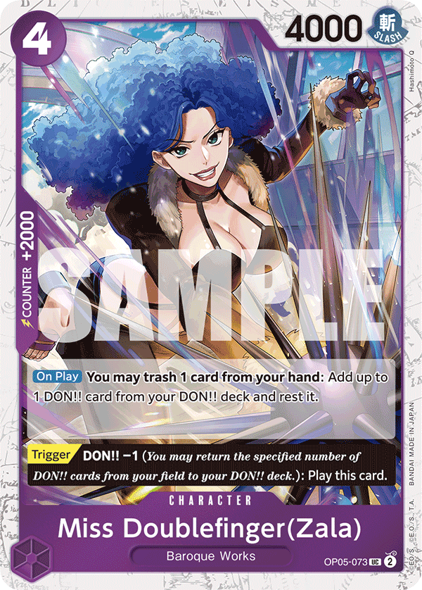 Miss Doublefinger OP05-073, the UC printing from OP-05 of the One Piece Card Game