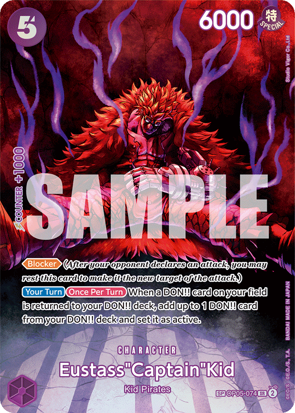 Eustass"Captain"Kid OP05-074, the SP printing from OP-05 of the One Piece Card Game