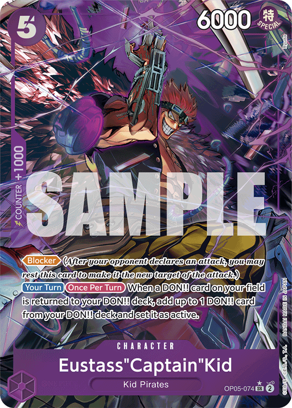Eustass"Captain"Kid OP05-074, the SR printing from OP-05 of the One Piece Card Game