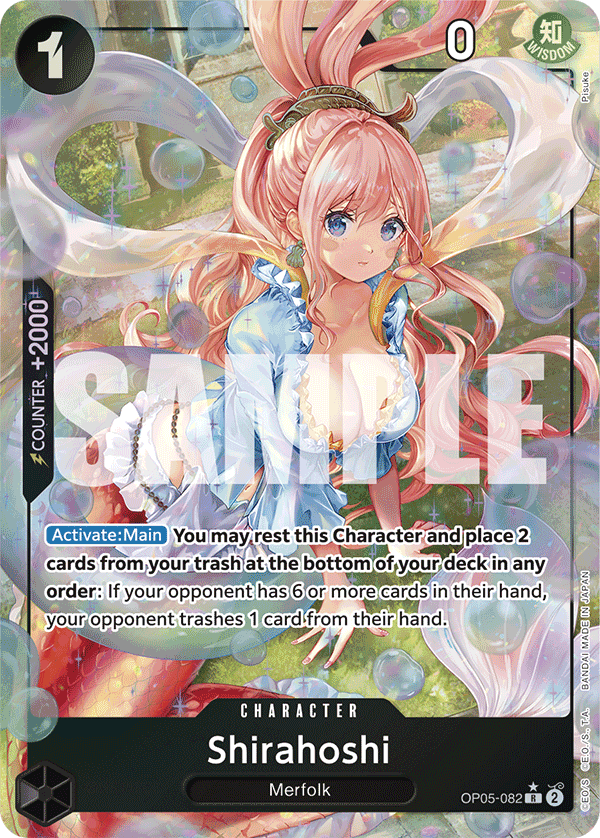 Shirahoshi OP05-082, the R printing from OP-05 of the One Piece Card Game