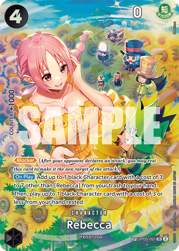 Rebecca OP05-091, the SP printing from OP-05 of the One Piece Card Game